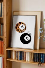 Leopar Desenli 8 Top Retro Duvar Tablosu, Motivasyon Hediyesi - Görsel 2