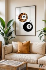 Leopar Desenli 8 Top Retro Duvar Tablosu, Motivasyon Hediyesi - Görsel 3