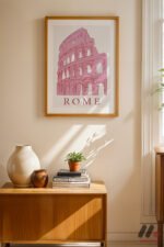 Roma Kolezyum Pembe Poster Duvar Tablosu, Motivasyon Hediyesi - Görsel 4