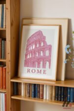 Roma Kolezyum Pembe Poster Duvar Tablosu, Motivasyon Hediyesi - Görsel 5