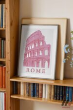 Roma Kolezyum Pembe Poster Duvar Tablosu, Motivasyon Hediyesi - Görsel 2