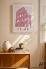 Roma Kolezyum Pembe Poster Duvar Tablosu, Motivasyon Hediyesi - Görsel 8