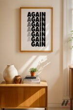 Again Again Tipografi Duvar Tablosu, Motivasyon Hediyesi - Görsel 4
