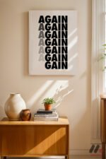 Again Again Tipografi Duvar Tablosu, Motivasyon Hediyesi - Görsel 8