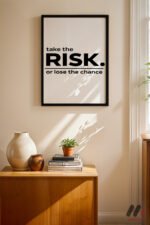 Take The Risk Tipografi Duvar Tablosu, Motivasyon Hediyesi