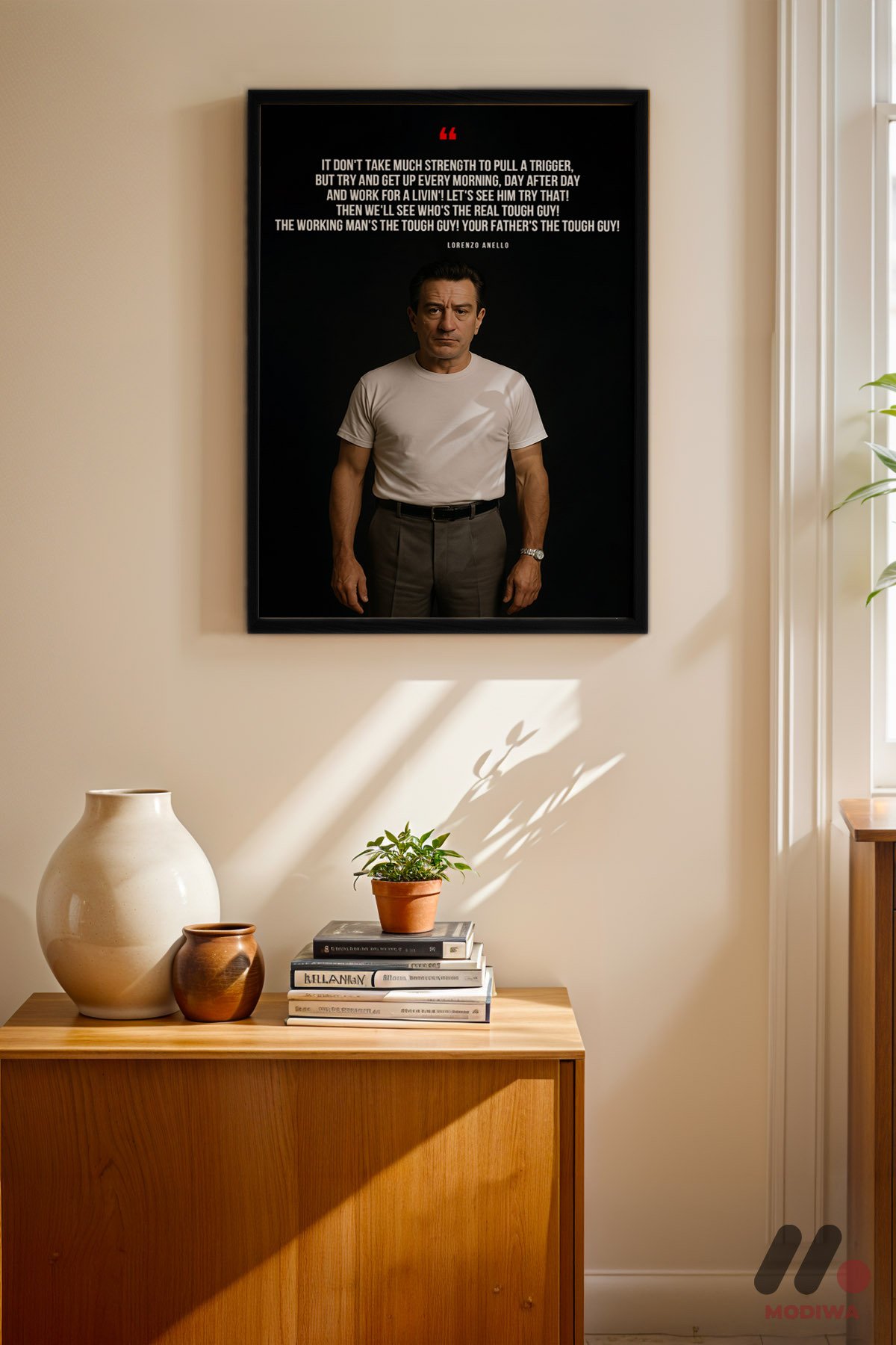 Film Alıntısı Portre Poster siyah çerçeveli duvar tablosu, konsol üstündeki duvarda