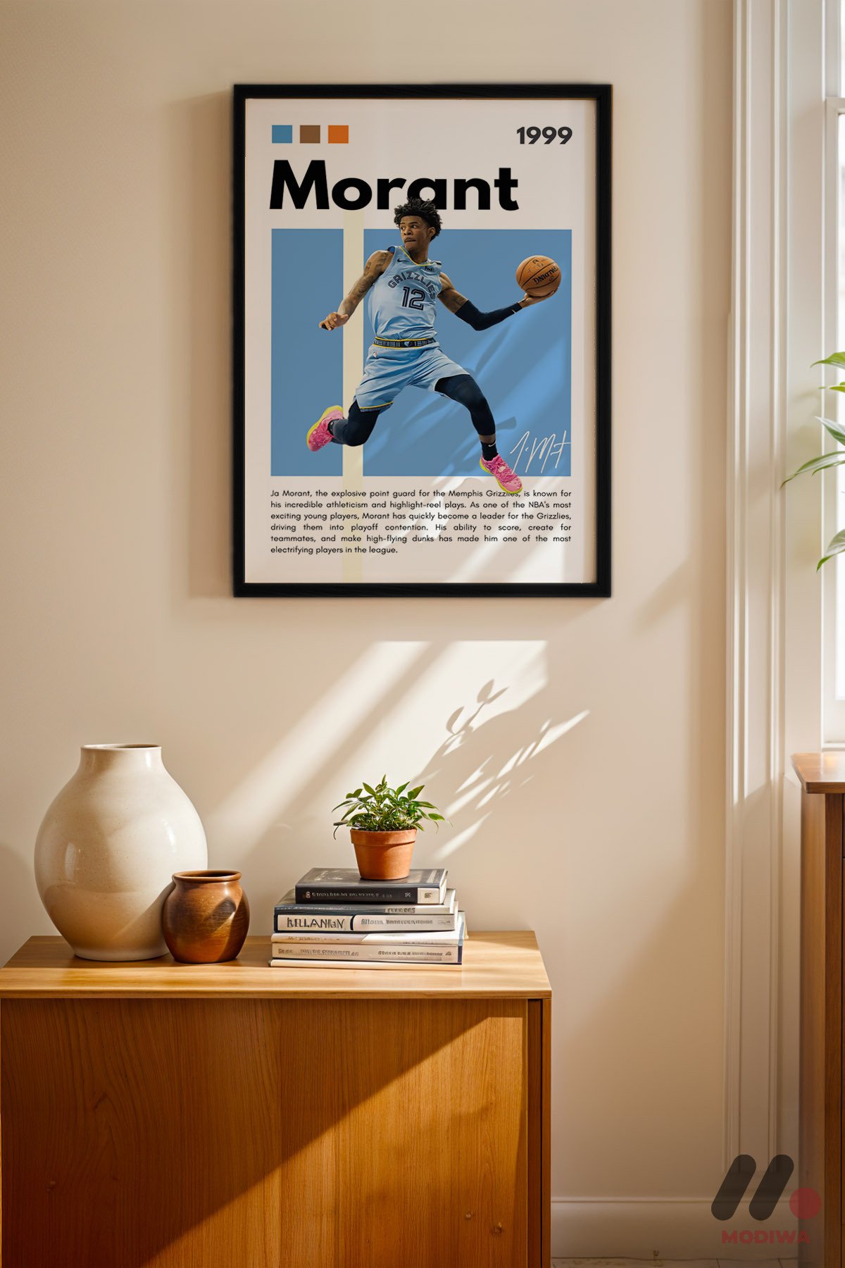 mdw-tbl-0883_ab4-3.jpg Morant Basketbol Posteri Duvar Tablosu, Spor Severlere Hediye - Görsel 1