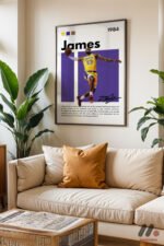LeBron James Sarı Poster Duvar Tablosu, Spor Severlere Hediye - Görsel 3