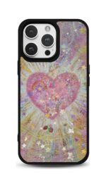Çiçekli Kalp Glossy Telefon Kılıfı