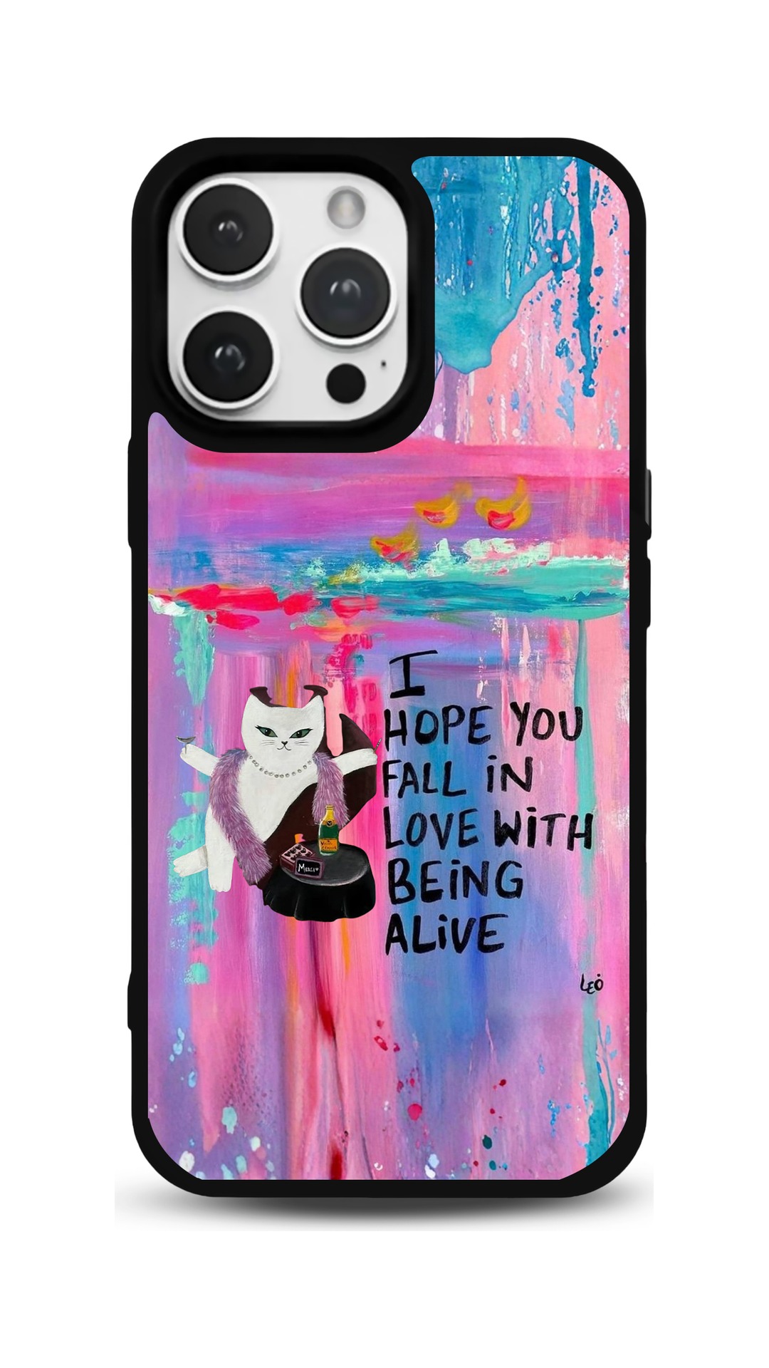 MDW-GS-094-80 Mutlu Kedi Motto Glossy Telefon Kılıfı - Görsel 1