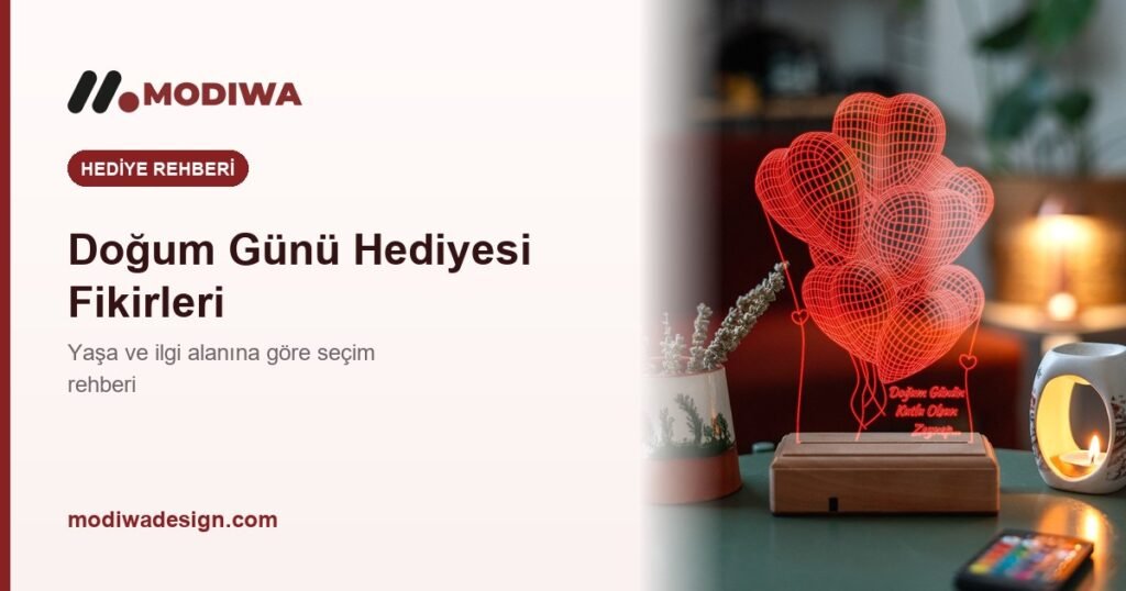 Doğum günü hediyesi rehberi kapak görseli, kişiye özel gece lambası